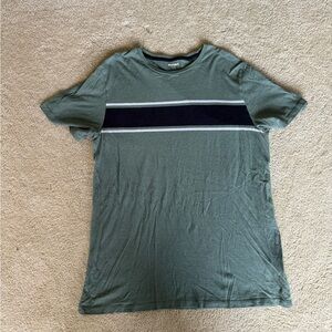 Old Navy Men's Olive T-Shirt with Black and Gray Stripe